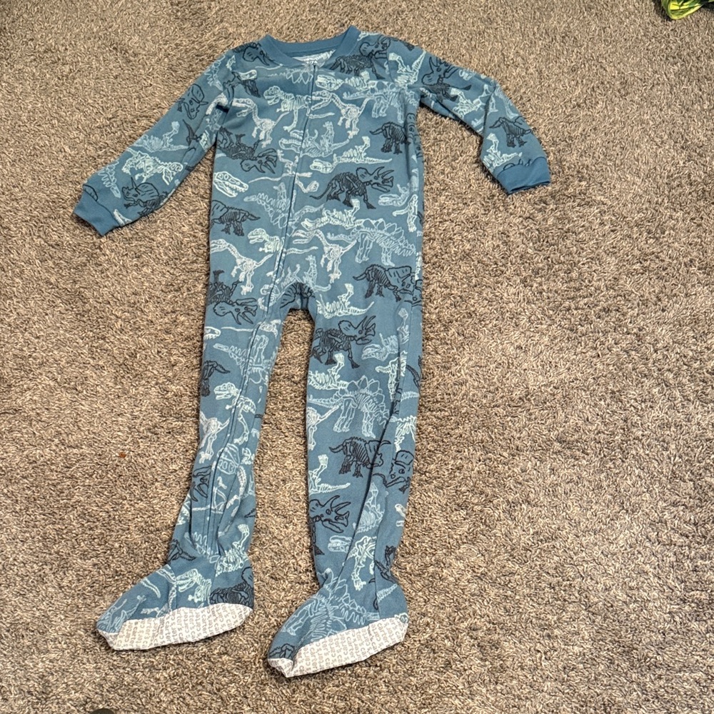 Carter's Teal Blue Dinosaur Footed One-Piece